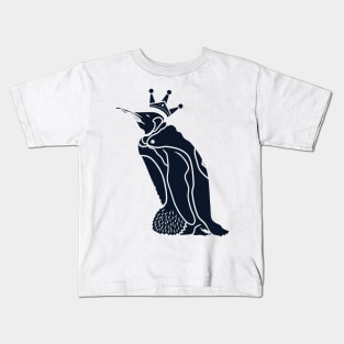 silhouette illustration of crowned penguin Kids T-Shirt